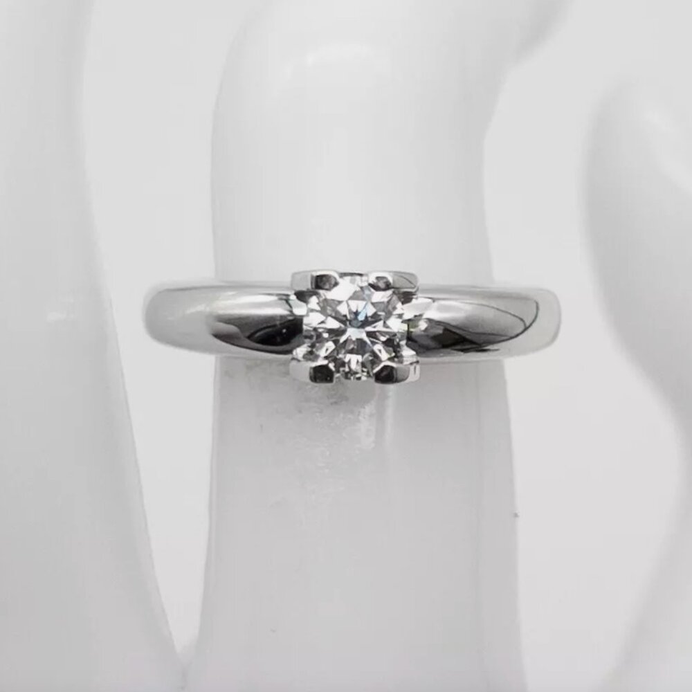 Cartier GIA TRIPLE X VS1 G ROUND .50CT Diamond 18k White Gold Ring PAPERS